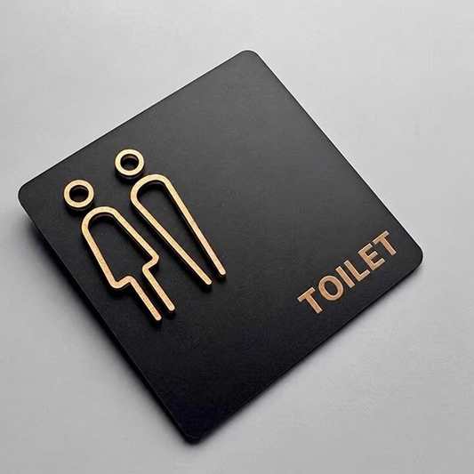 Modern Black and Gold Restroom Sign for Men and Women, Premium Toilet Signage (8 x 8 inches)
