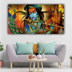 The Seven Colours Lord krishna Painting Frame for Wall Decoration Living Room | Big Size Large Canvas Painting for Home Decor | Madhubani Canvas Painting | Wall Frame | Gifts | Bedroom | Office Wall Decor | Wall Decor for Living Room | krishna Painting