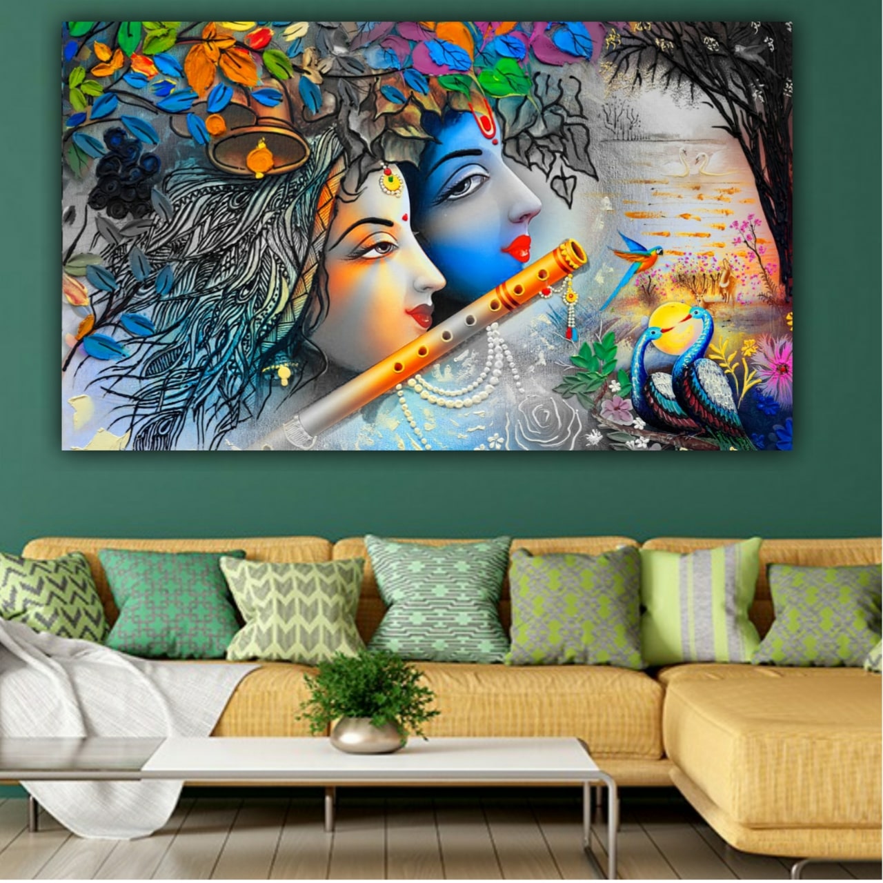 Beautiful Radha Krishna Wall Painting Frame for Wall Decors | Canvas Painting For Wall