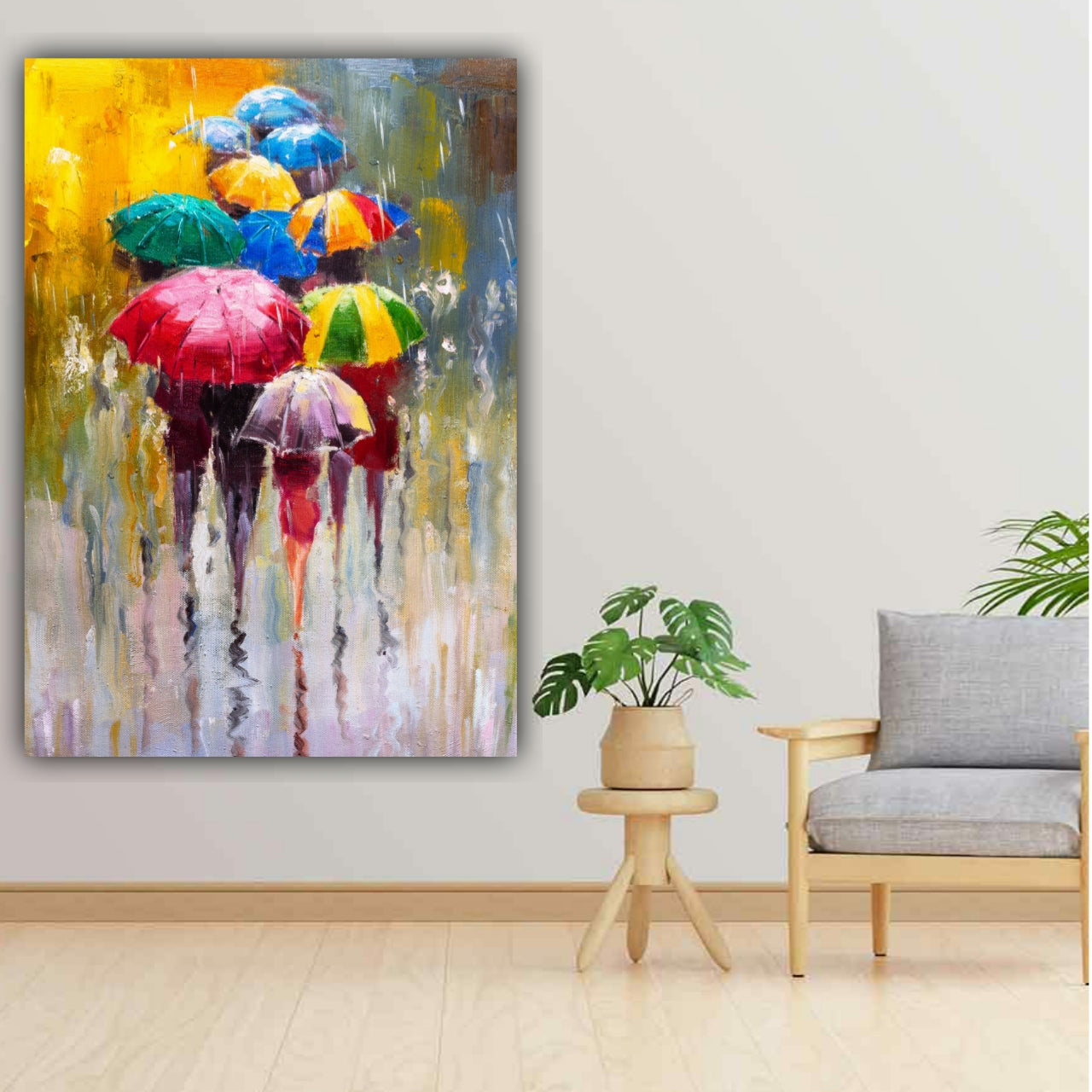Handmade Canvas Painting Abstract Wall Art Painting Frame for Living Room