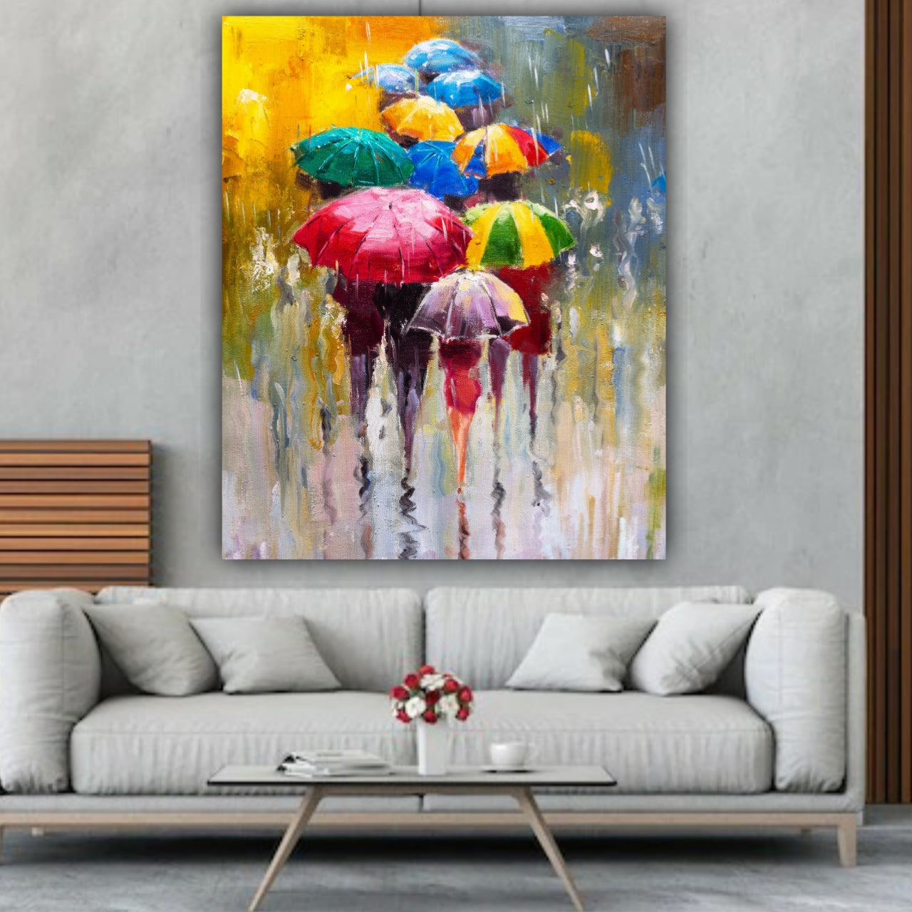 Handmade Canvas Painting Abstract Wall Art Painting Frame for Living Room