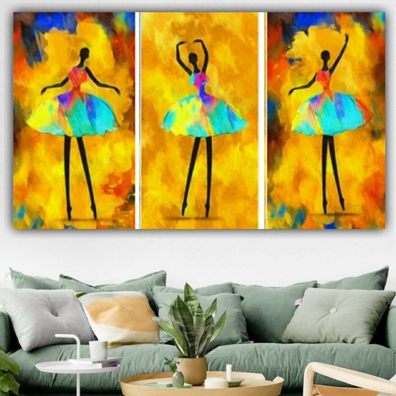 Abstract Canvas Painting African Ballerina Dance Frame for Living Room Wall Decor