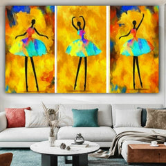 Handmade Canvas Painting Abstract African Dancing Girl Wall Art Painting