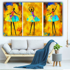 Handmade Canvas Painting Abstract African Dancing Girl Wall Art Painting