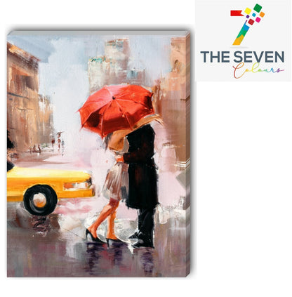 Canvas Painting Abstract Wall Frame for Living Room A Couple in Umbrella