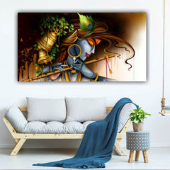 The Seven Colours Lord Krishna Paintings With Frame For Living Room Wall Decors Big Size Large Canvas paintings for Home Decoration | Temple Room Decors | Office Walls Decors | Gifts