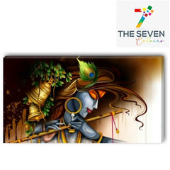 The Seven Colours Lord Krishna Paintings With Frame For Living Room Wall Decors Big Size Large Canvas paintings for Home Decoration | Temple Room Decors | Office Walls Decors | Gifts