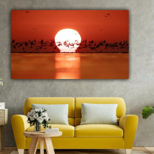 Silhouette of jumping dolphins in Ocean paintings for living room