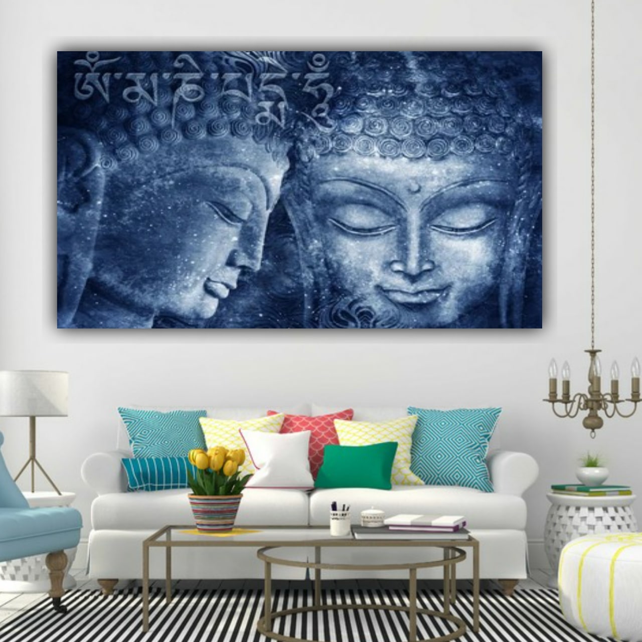 Beautiful Lord Buddha Painting Canvas | Big Large Size Painting