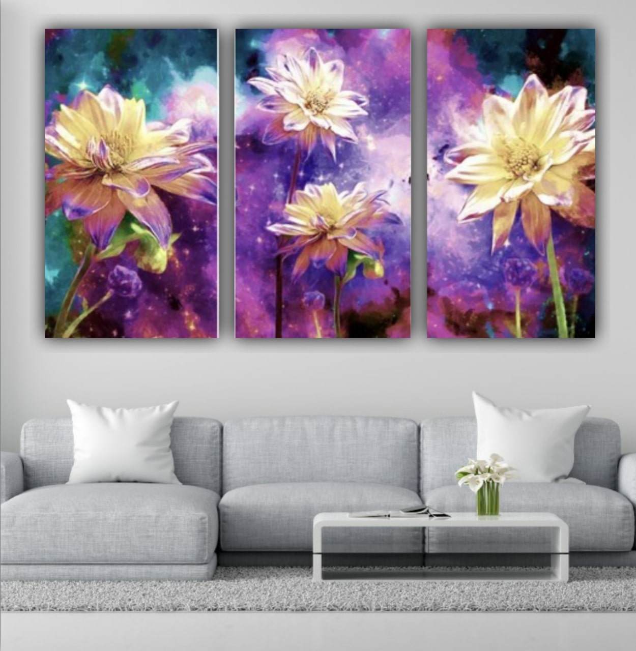 Canvas Painting Flower Art Frame for Living Room Wall Decoration