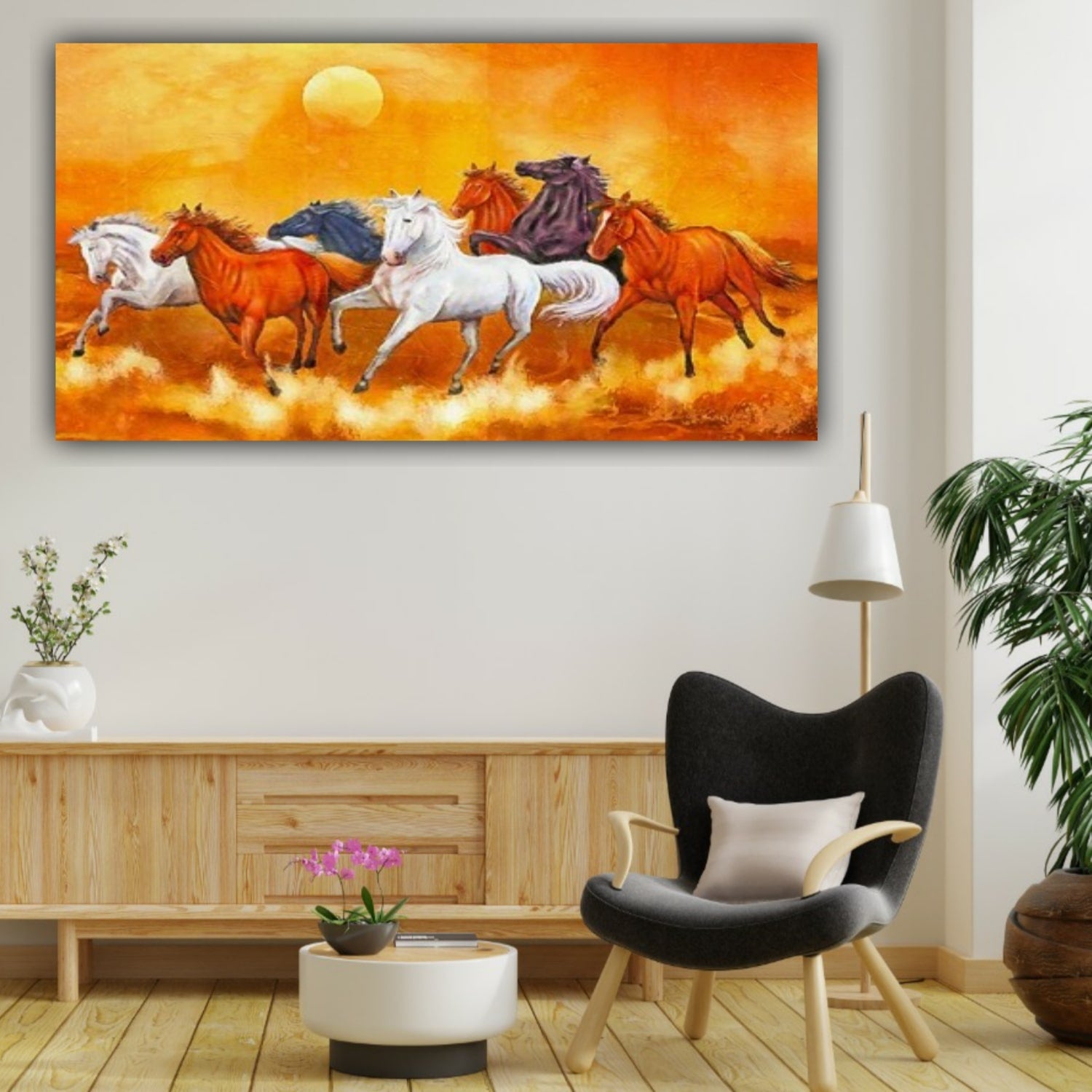 Trending Seven Horses Vastu Painting Canvas Wall Frame | Wall Decor