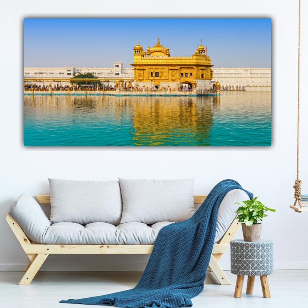 Beautiful Golden Temple Canvas Painting Frame for Living Room