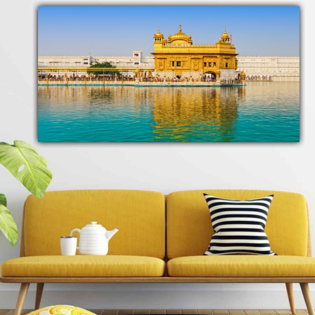 Beautiful Golden Temple Canvas Painting Frame for Living Room