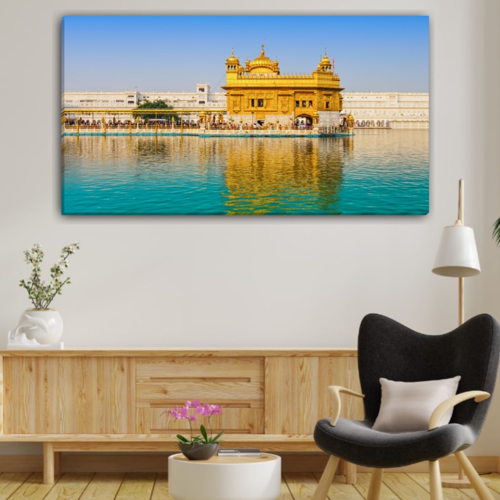 Beautiful Golden Temple Canvas Painting Frame for Living Room