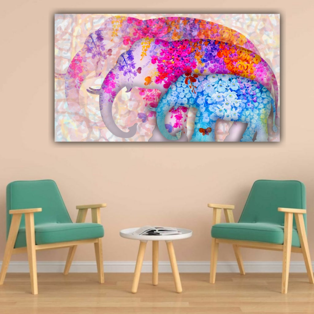 Beautiful Canvas Painting An Elephant Family Wall Painting Frame 