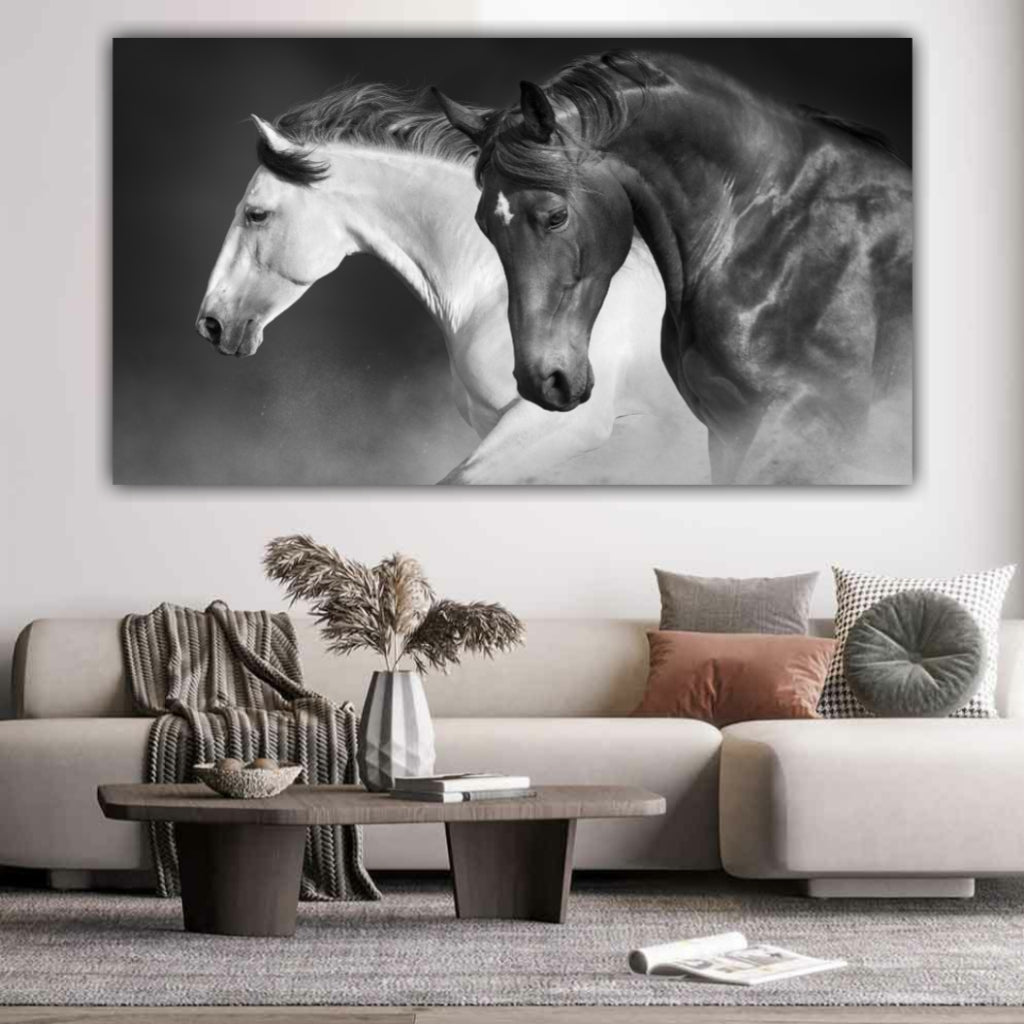 Handmade Canvas Painting Running Horses Wall Art Painting Frame for Wall Decoration