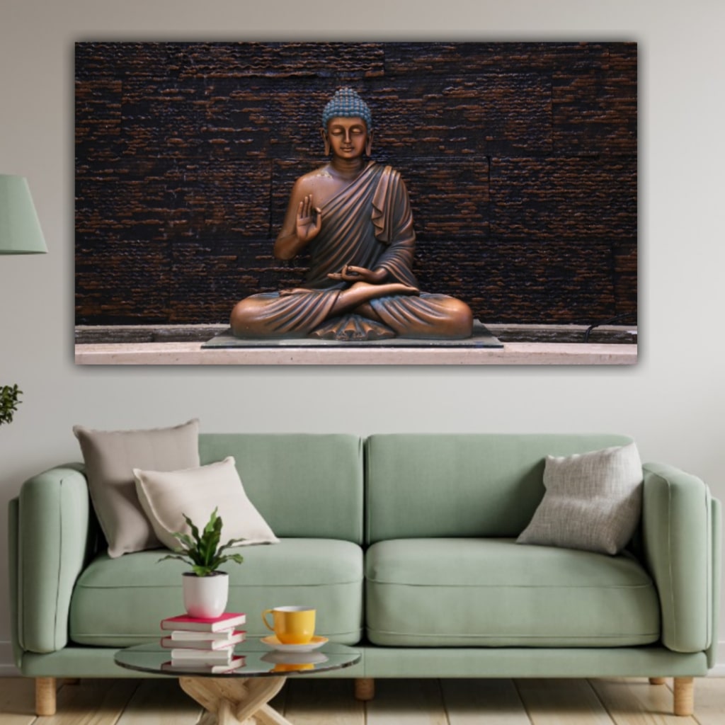 Meditating Lord Buddha Painting Canvas wall Frame for Wall Decors