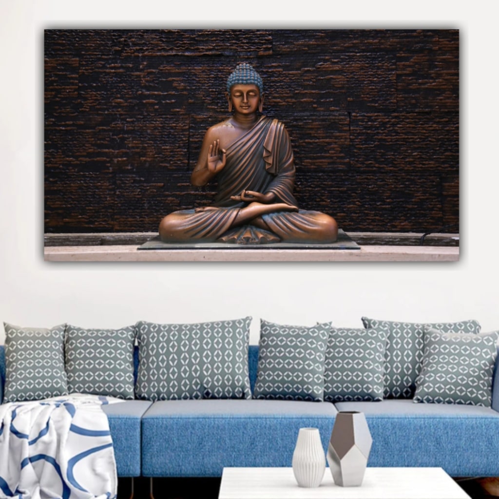 Meditating Lord Buddha Painting Canvas wall Frame for Wall Decors