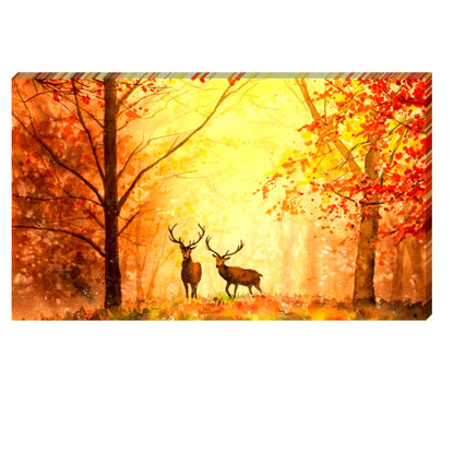 Wildlife Landscape Deer in Autumn Forest Painting for Home