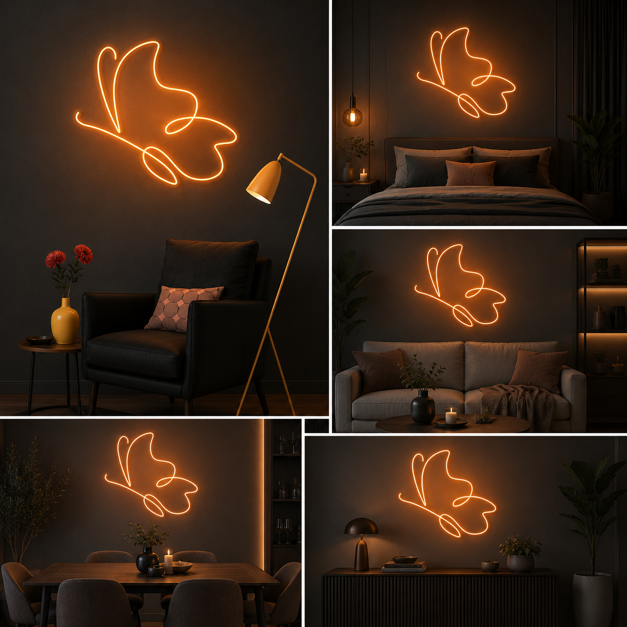 Butterfly Outline Neon Sign Board – Custom Neon Light Wall Decor
