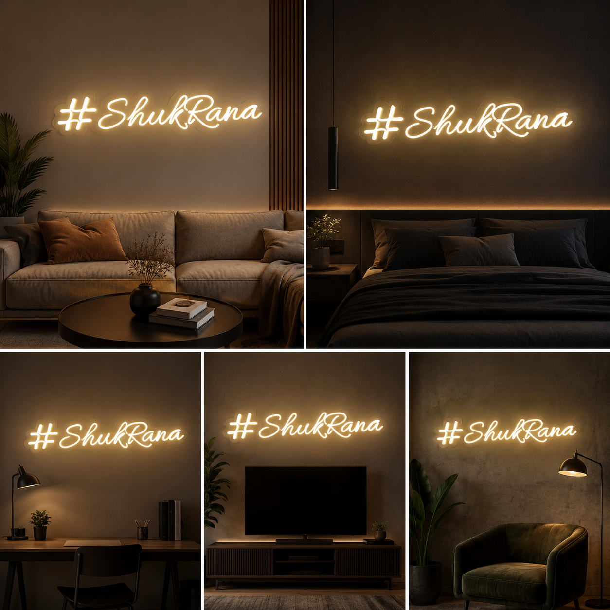 Neon Sign Board | Warm White LED Neon Light Name Plate for Home