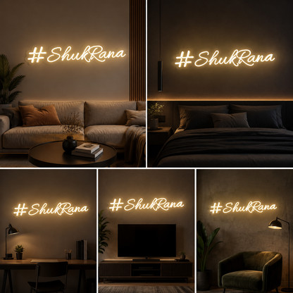 Neon Sign Board | Warm White LED Neon Light Name Plate for Home