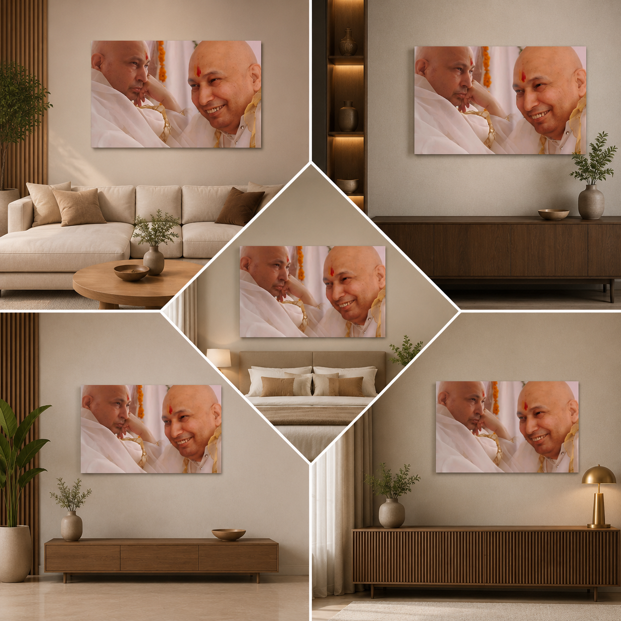 Guruji Swaroop Portrait Wall Frame Canvas for Temple Decor | Spiritual Art