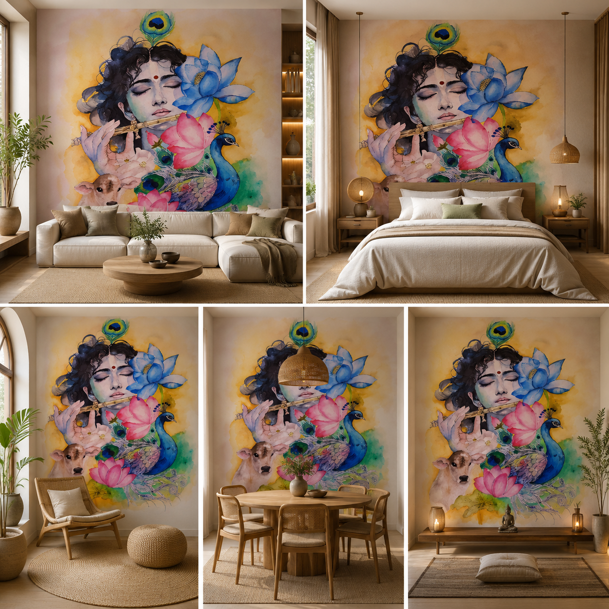 Lord Krishna Wallpaper | Peel & Stick Premium Wallpaper