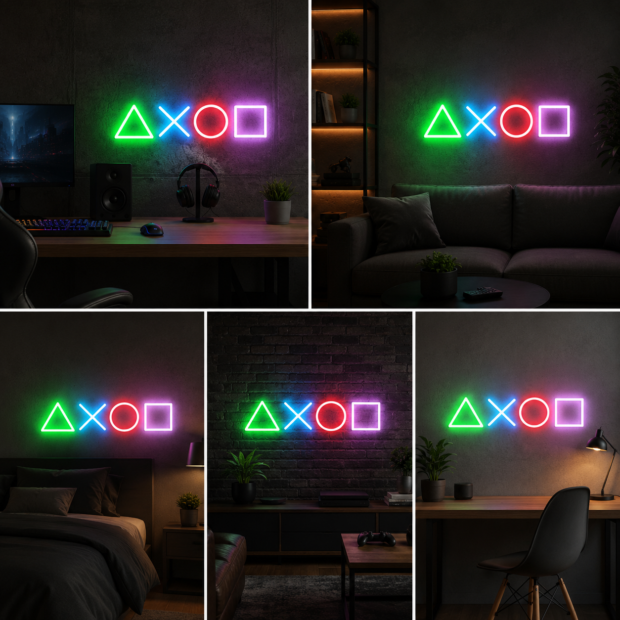Gaming Icons Neon Sign Board | Neon Light Name Plate | Neon Name Light Customized (24 By 15 Inches)