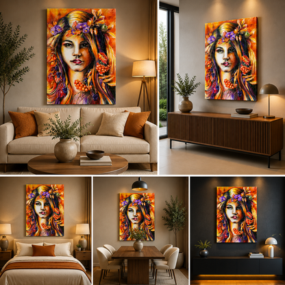 A Beautiful Girl Canvas Painting with Frame for Room Wall Decor