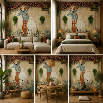 Lord Krishna Wallpaper | Peel & Stick Premium Wallpaper