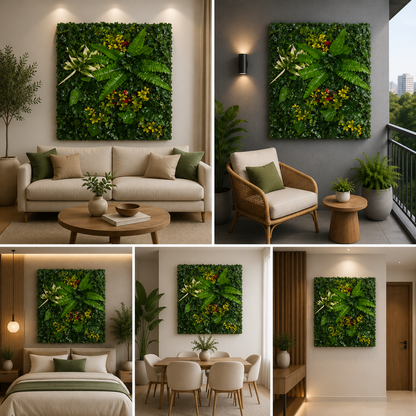Artificial Vertical Garden, Artificial Wall Flower for Wall Decor | Artificial Green Wall Hanging Plants | Wall Decoration (16 by 24 Inches)