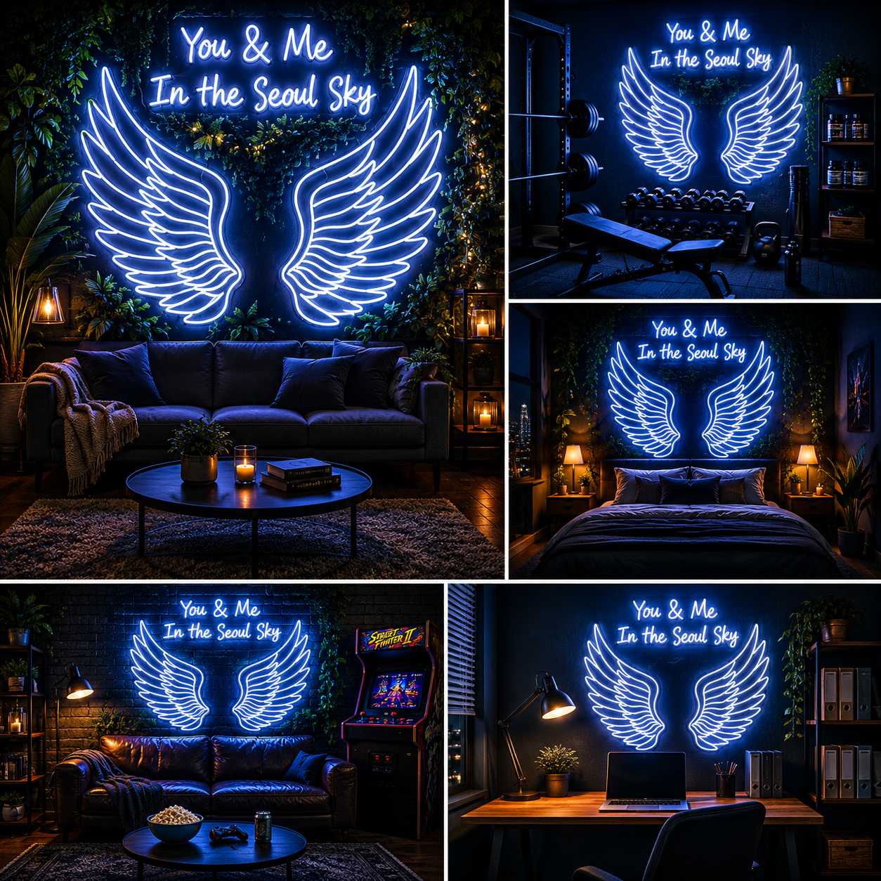 You & Me Angel Wings Custom Neon Sign Board | Couple Quote Neon Light | Custom Neon Light | Neon Sign Board Customised (40 By 40 Inches)