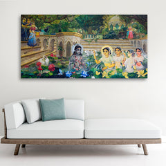 Madhubani Radha Krishna Wall Painting Frame | Canvas Painting 