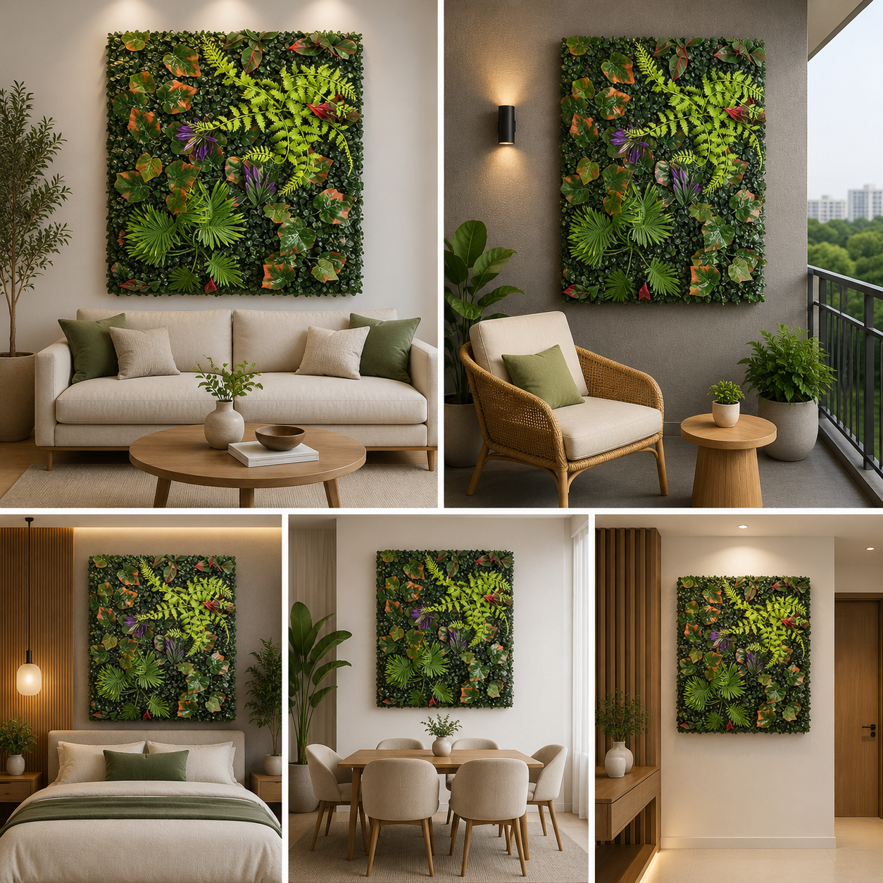 Artificial Vertical Garden, Artificial Wall Flower for Wall Decor | Artificial Green Wall Hanging Plants | Wall Decoration (16 by 24 Inches)