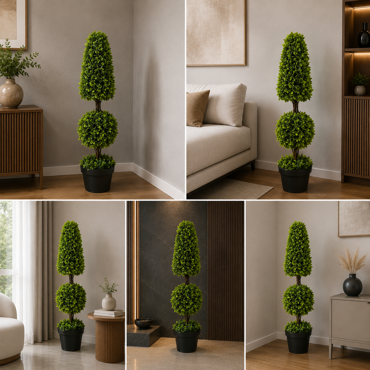 Artificial plants Boxwood Topiary Tree Potted Plant for Porch & Home Decor 104 cm