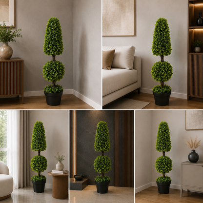 Artificial plants Boxwood Topiary Tree Potted Plant for Porch & Home Decor 104 cm