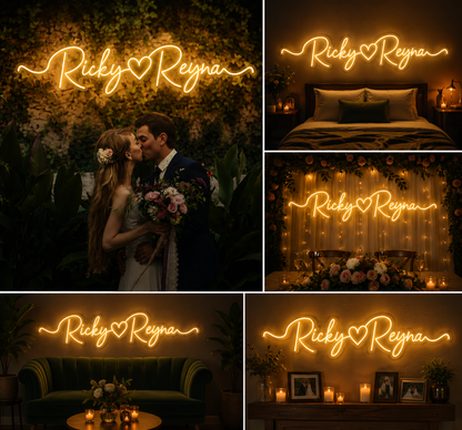 Couple Name Wedding Neon Sign Board | Custom LED Neon Light for Wedding Decor
