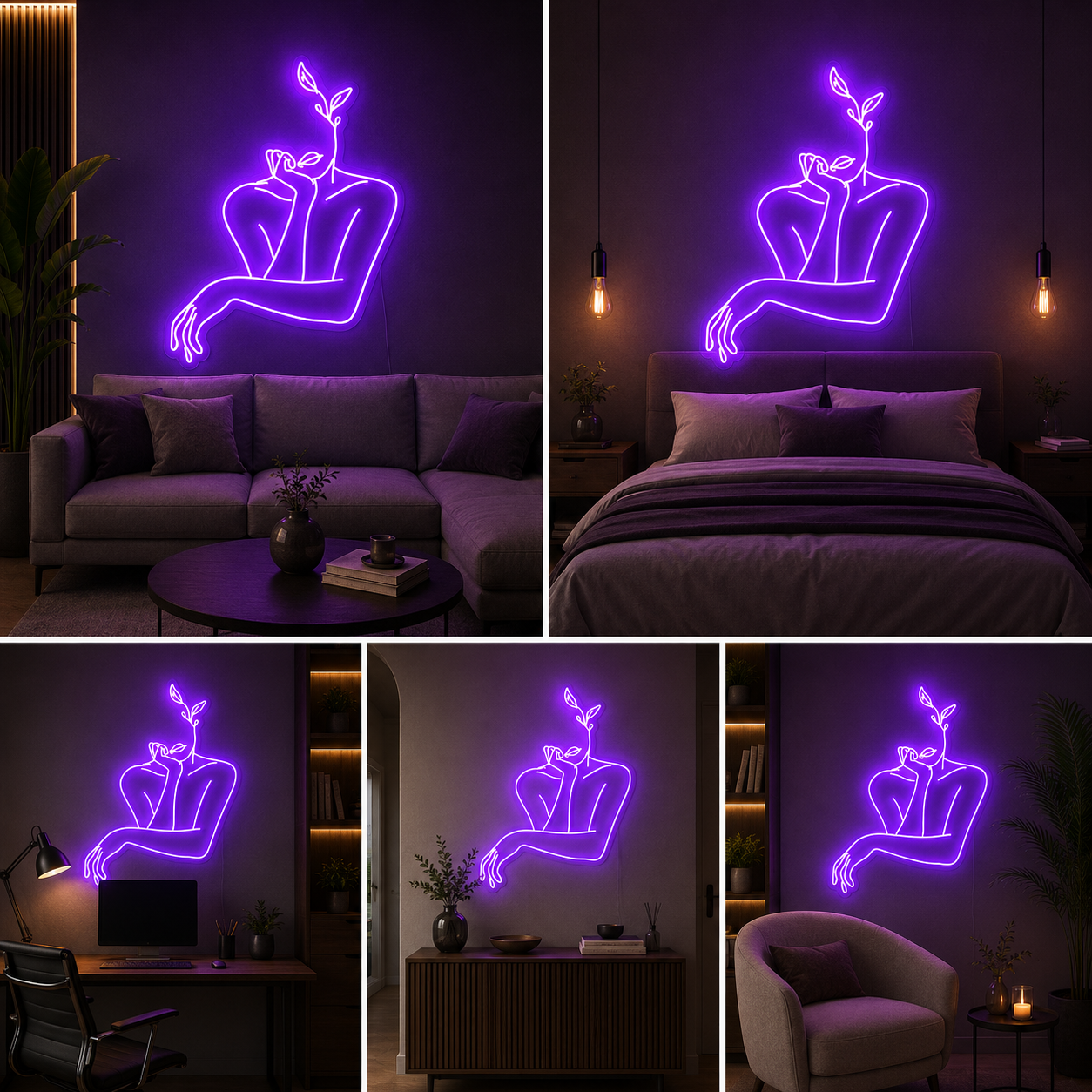 Abstract Face Line Art Neon Sign Board – Custom Neon Light Wall Decor