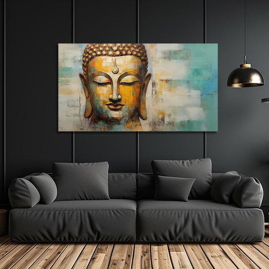 Lord Buddha Canvas Painting Wall Frame | Meditating Lord Buddha Big Large Size Canvas Painting Frame