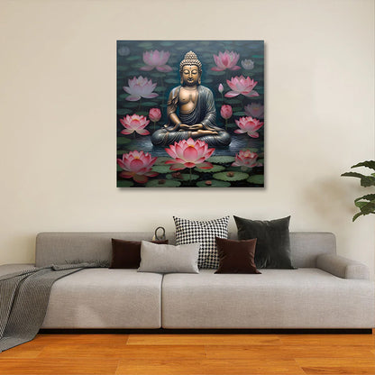 Buddha Lotus Canvas Painting Spiritual Wall Art for Home Decor