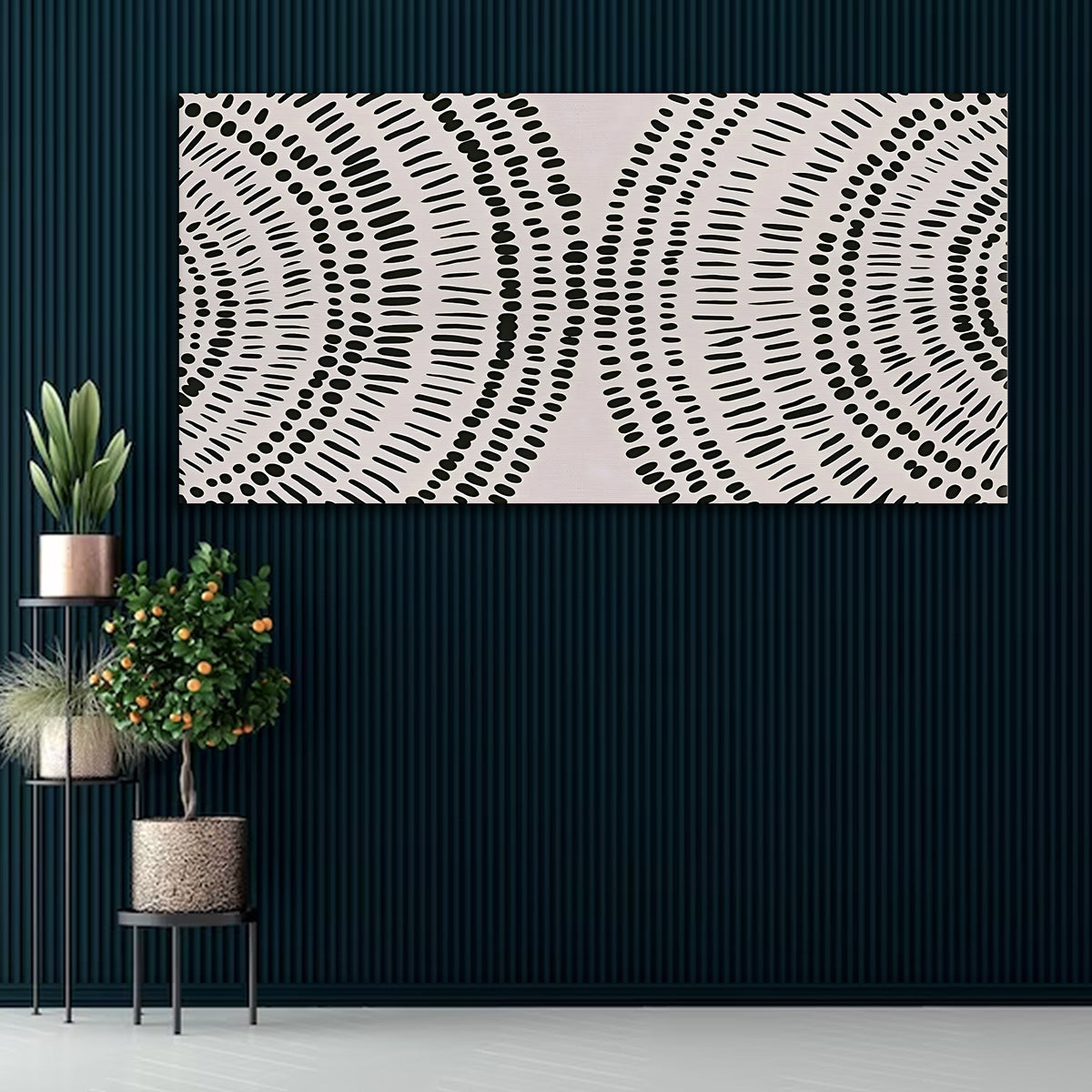 Black and White Abstract Pattern Canvas Wall Art for Living Room Decor