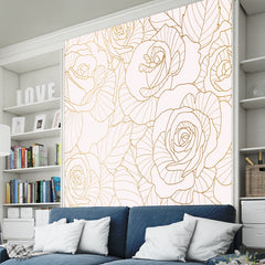 Premium Rose Flower Art Wallpaper for Living Room, Bedroom, Office Walls Decor Wallpaper | Just Peel and Stick Self Adhesive Wallpaper