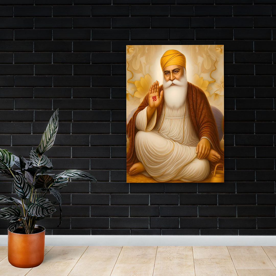 Guru Nanak Dev Ji Canvas Painting – Spiritual Sikh Wall Art Canvas Painting Frame for Living Room & Home Decor