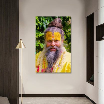 Premanand Ji Maharaj Canvas Painting Frame | Devotional Canvas Wall Decor for Living Room