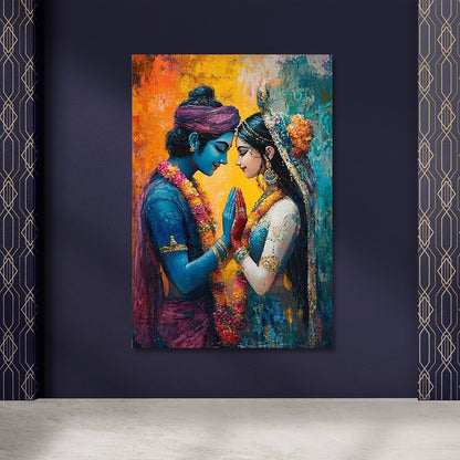 Radha Krishna Romantic Canvas Wall Painting for Living Room Decor