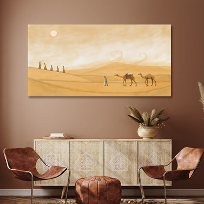 Desert Caravan Canvas Painting Arabian Landscape Wall Art Decor