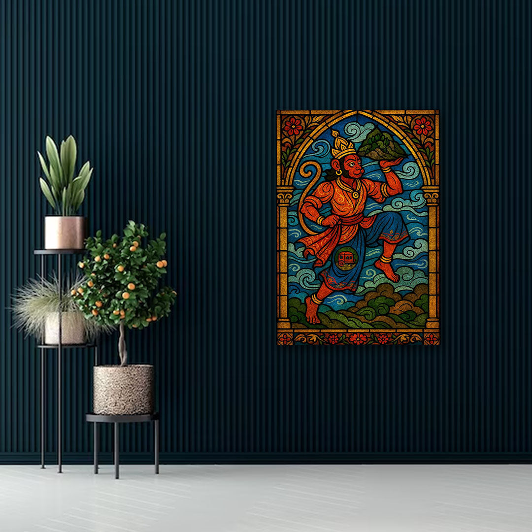 Hanuman Ji Canvas Wall Art | Spiritual Hindu God Painting for Home, Temple & Living Room Decor