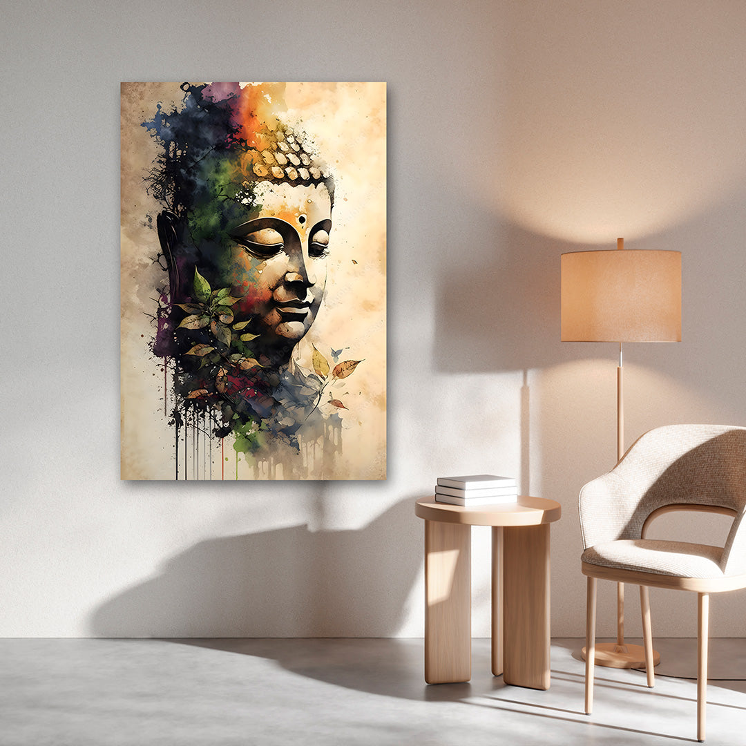 Abstract Buddha Portrait Wall Painting | Artistic Spiritual Canvas Art for Modern Home Decor