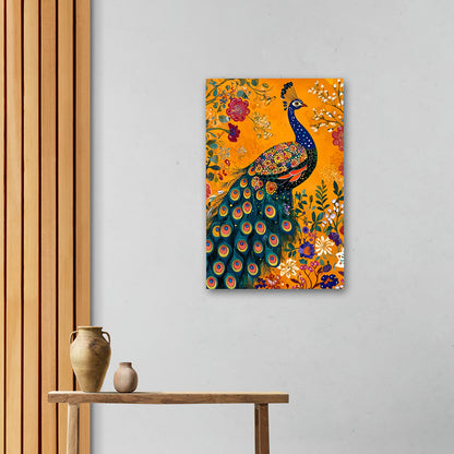 Vibrant Peacock Floral Canvas Painting – Colorful Bird Wall Art Canvas Painting Frame for Living Room
